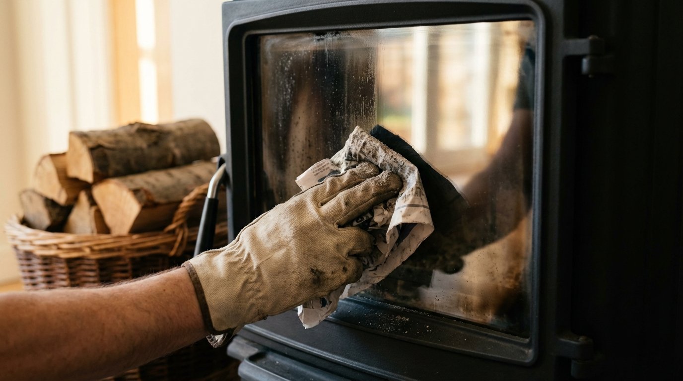 scopri come pulire il vetro della stufa a legna annerito usando la cenere in soli 2 minuti con questo trucco gratuito e efficace