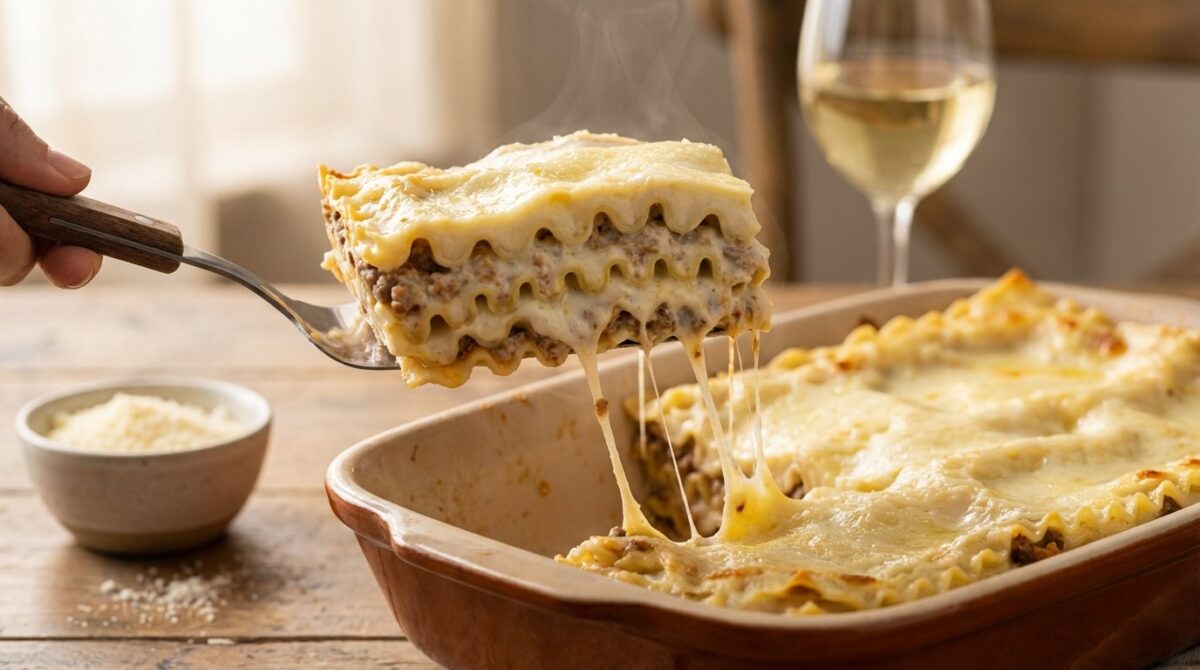 scopri la bolognese bianca, la variante cremosa senza pomodoro che rende le lasagne ancora più saporite e gustose