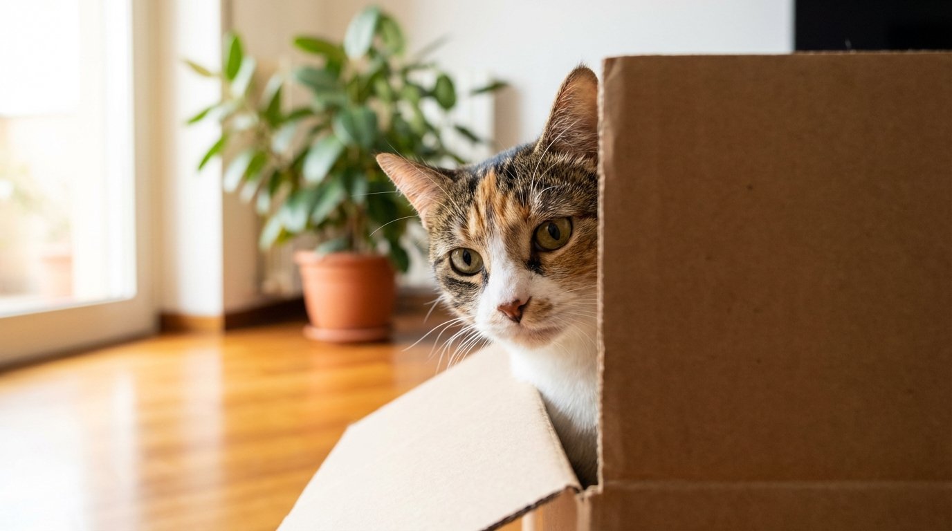 scopri perché i gatti amano stare nelle scatole di cartone e come questo comportamento riduce lo stress felino grazie alla sicurezza