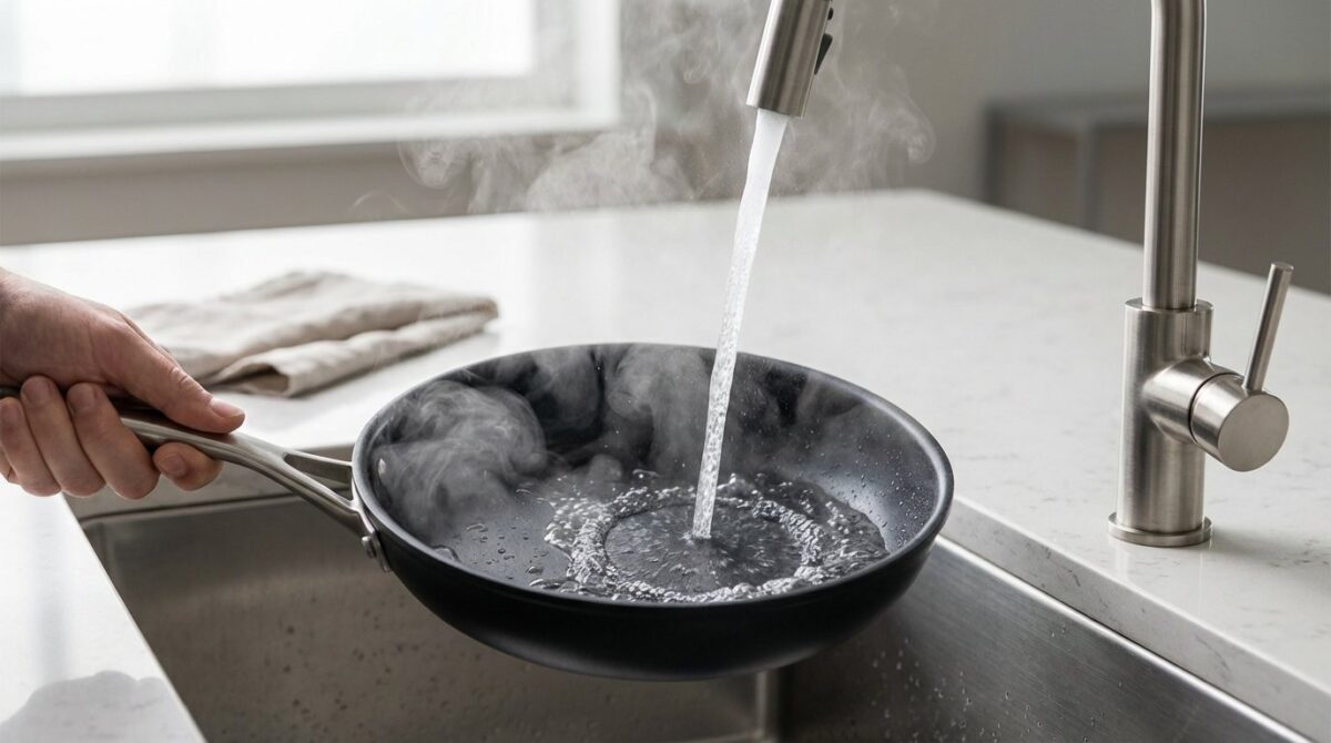 scopri perché gli chef evitano di immergere le padelle calde nel lavello e come conservare le tue pentole antiaderenti per oltre 10 anni